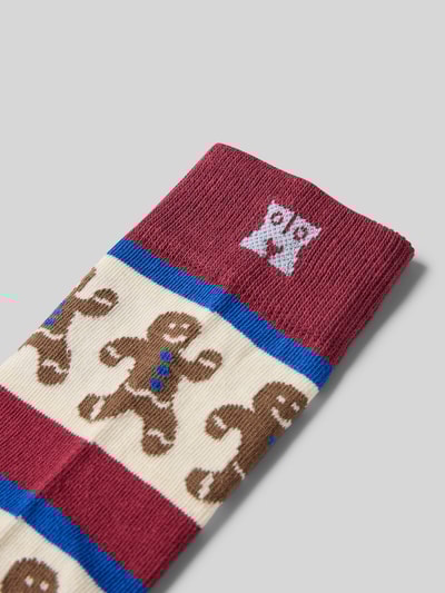 Happy Socks Sokken met een all-over look model 'Gingerbread Stripe' Bordeaux - 2