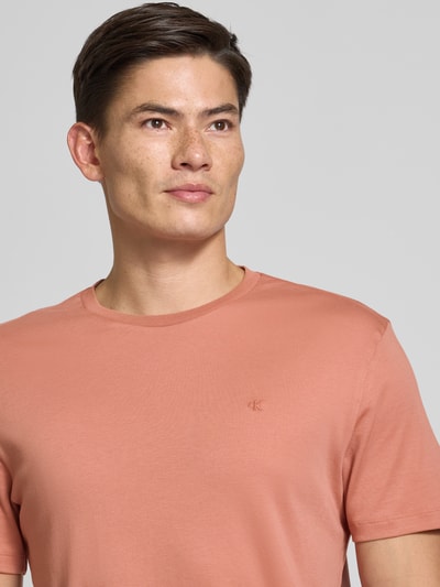 CK Calvin Klein T-Shirt mit Logo-Stitching Modell 'SUPIMA' Lachs 3