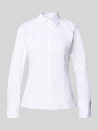 Produktfoto, Shaped Fit Hemdbluse aus Baumwoll-Mix Modell 'THE FITTED SHIRT' von HUGO, Optik: Unifarben, Hemdblusenkragen, langarm.
