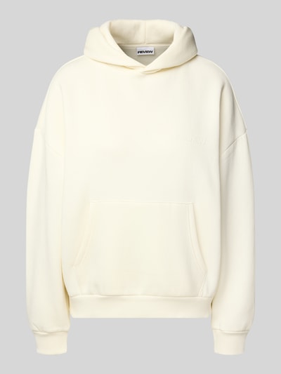 Review Hoodie mit überschnittenen Schultern und Känguru-Tasche Offwhite 2