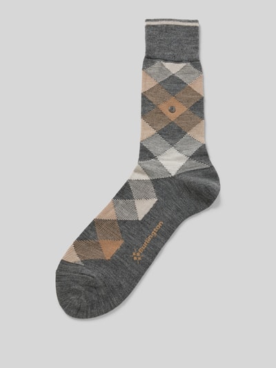 Burlington Socken mit Label-Detail Modell 'NEWCASTLE' Mittelgrau 1