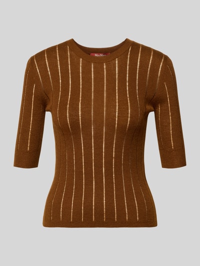 Max Mara Studio sweter o kroju slim fit z mieszanki jedwabiu i wełny model 'RAGNO' Średniobrązowy 2