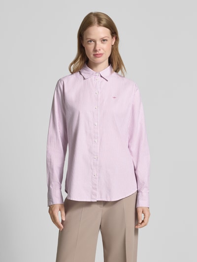Fynch-Hatton Regular fit overhemdblouse met logostitching Rosé - 4