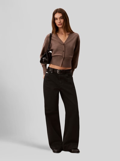 Calvin Klein Womenswear kardigan rozpinany o kroju regular fit z mieszanka wiskozy Średniobrązowy melanż 1