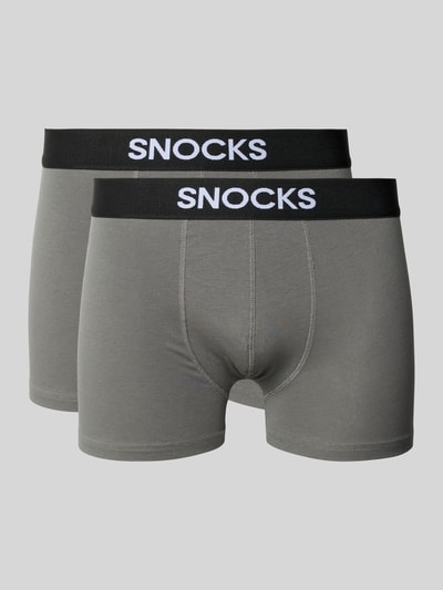 Snocks Boxershort met elastische logoband in een set van 2 stuks Antraciet - 1