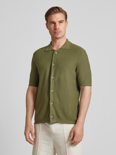 Marc O'Polo Slim fit vrijetijdsoverhemd met platte kraag Olijfgroen - 4