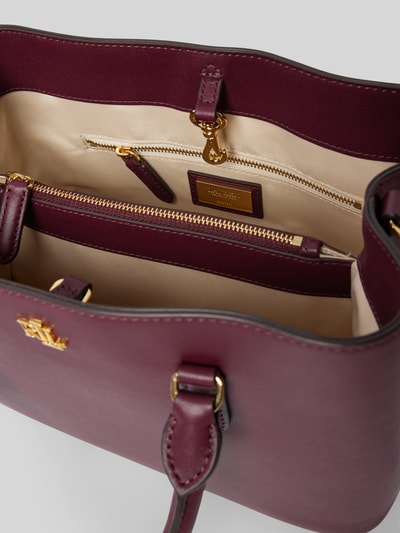 Lauren Ralph Lauren Handtas van runderleer met labeldetails, model 'MARCY' Donkerrood - 5