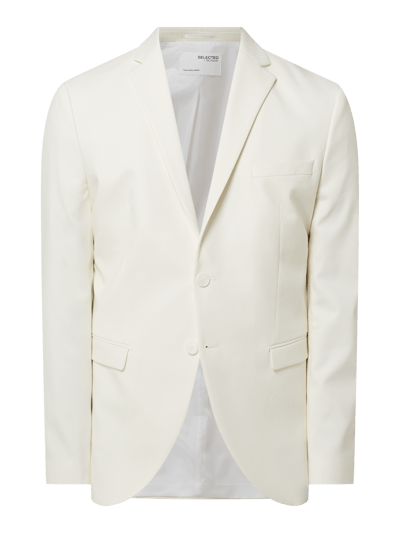 SELECTED HOMME Slim Fit 2-Knopf-Sakko mit Stretch-Anteil Modell 'My Lologan' Offwhite 2