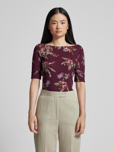 Lauren Ralph Lauren T-shirt met boothals, model 'JUDY' Bordeaux - 4