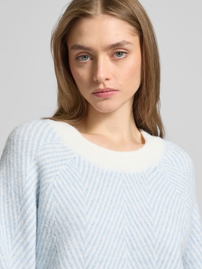 Pieces Regular Fit Strickpullover mit Wollanteil Modell 'OLENA' Hellblau 3