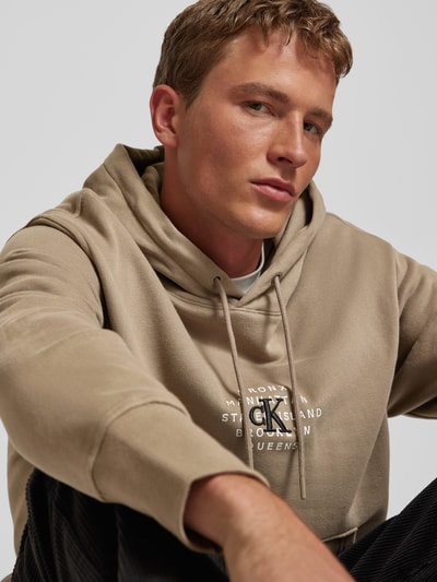 Calvin Klein Jeans Hoodie met labelstitching Beige - 3