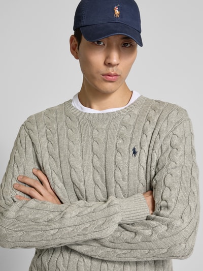 Polo Ralph Lauren Strickpullover mit Zopfmuster Hellgrau 3