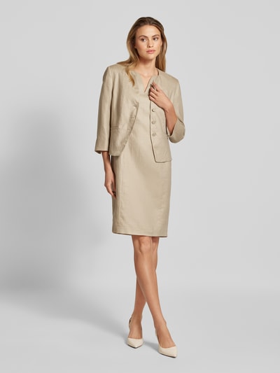 WHITE LABEL Knielanges Kleid mit V-Ausschnitt Sand 1