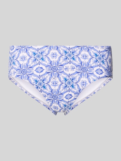 Produktfoto, Slim Fit Bikini-Hose mit floralem Allover-Print Modell 'Muri' von JOOP! Collection in Weiß und Blau, elastischer Material-Mix