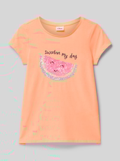 s.Oliver RED LABEL A-Linie T-Shirt aus reiner Baumwolle Neon Orange 1