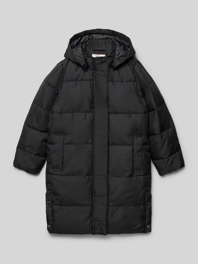 Only Regular fit gewatteerde lange jas met afneembare capuchon, model 'IRENE' Zwart - 1