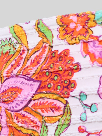 Produktfoto, Bikinihose im Allover-Look Modell 'HOUTEBA DASIA' von Banana Moon, buntes florales Muster, sichtbare Struktur, Material-Mix mit Stretch-Anteil, seitliche Schnürung, Körpernahe Passform