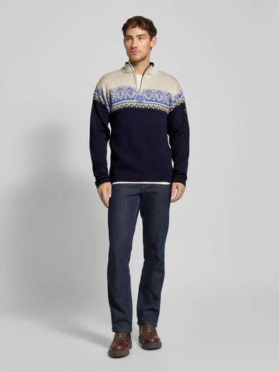 Dale of Norway Wollen pullover met labelstitching, model 'Moritz Mens' Marineblauw - 1