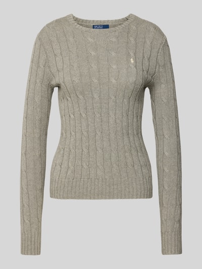 Polo Ralph Lauren Strickpullover mit Zopfmuster Modell 'JULIANNA' Hellgrau 2