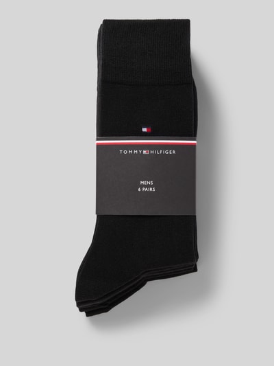 Produktfoto, Socken aus Baumwoll-Mix im 6er-Pack von Tommy Hilfiger, einfarbig schwarz, glatte Struktur, Herren Socken von Tommy Hilfiger