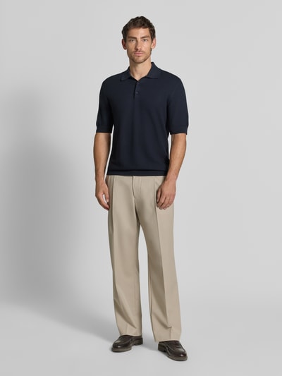Matinique Koszulka polo o kroju slim fit z mieszanki bawełny w imitacji dzianiny Granatowy 1