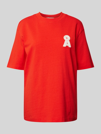 Armedangels T-shirt o kroju oversized z wyhaftowanym logo model ‘TARJAA’ Czerwony 2