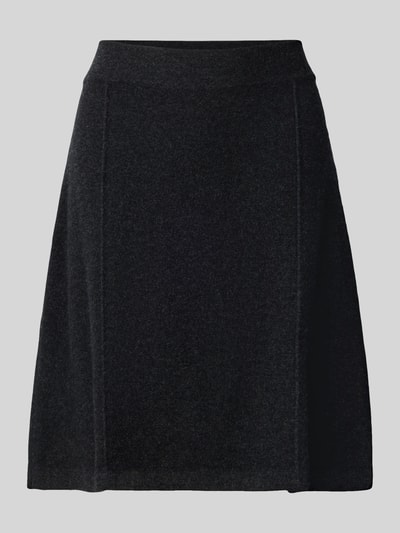 Produktfoto, Knielanger Rock aus reiner Wolle von Christian Berg Woman, A-Linie, wollige Struktur, dunkles Grau, elastischer Bund, Damenmode
