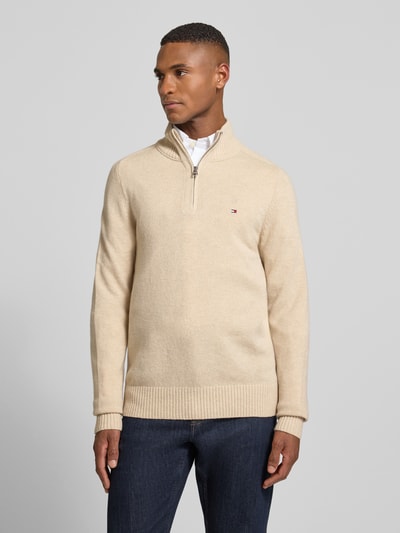 Tommy Hilfiger Regular Fit Troyer aus reiner Wolle Offwhite 4