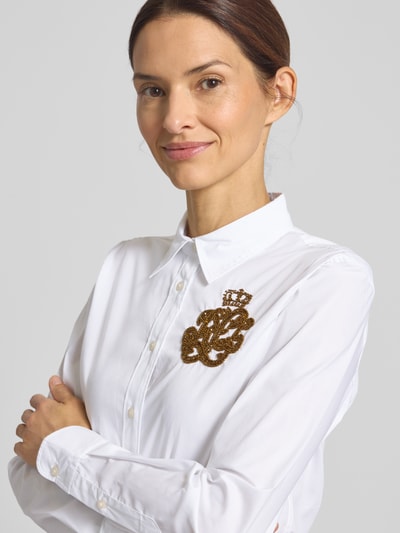Lauren Ralph Lauren Slim fit overhemdblouse met logo van kralen, model 'JAMELKO' Wit - 3