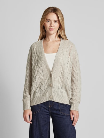 Hemisphere Kaschmircardigan mit Zopfmuster Beige 4