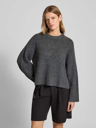 JJXX Oversized Strickpullover mit gerippten Abschlüssen Modell 'SIGGA' Dunkelgrau Melange 4
