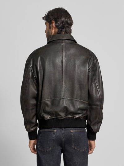 BOSS Orange Regular Fit Lederjacke aus echtem Schafsleder Modell 'JOBERG' Dunkelbraun 5