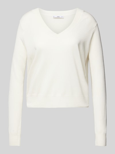 Mango Strickpullover mit V-Ausschnitt Modell 'LUCAV' Offwhite 2