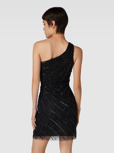 LACE & BEADS Knielange cocktailjurk met one shoulder-band Zwart - 5