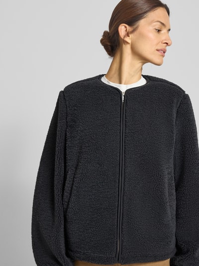 Samsøe Samsøe Fleecejacke mit Rundhalsausschnitt Modell 'AUTUMN' Anthrazit 3