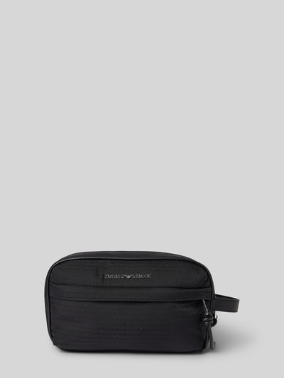 Emporio Armani Kulturtasche mit Logo-Muster und Label-Applikation Black 1