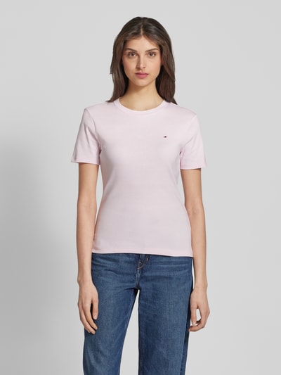 Tommy Hilfiger Slim fit T-shirt met labeldetail Roze - 4