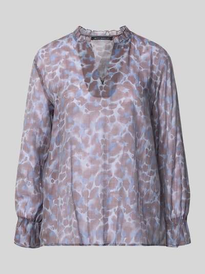 Produktfoto, Relaxed Fit T-Shirt aus Lyocell-Mix von Betty Barclay, Damen Langarmbluse, Muster in Blau und Flieder, leichte Struktur