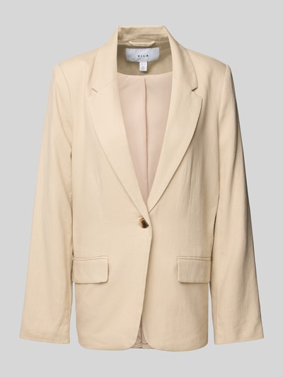 Vila Regular Fit Blazer aus Leinen-Viskose-Mix mit Pattentaschen Sand 2