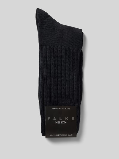 Falke Sokken met ribboord, model 'Nelson' Zwart - 3