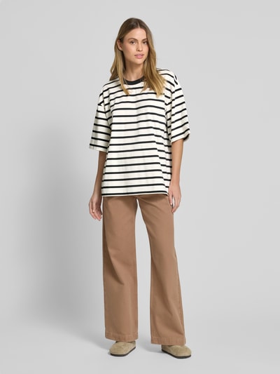 Jake*s Casual Oversized T-Shirt mit geripptem Rundhalsausschnitt Offwhite 1