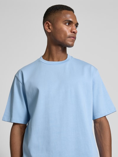 Lindbergh T-shirt met geribde ronde hals Lichtblauw - 3