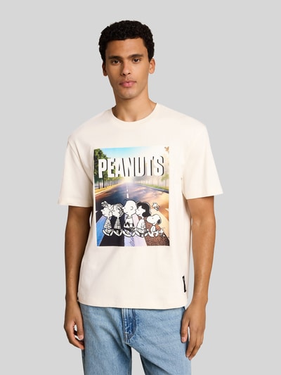 Tom Tailor Denim Relaxed Fit T-Shirt aus reiner Baumwolle mit Peanuts Frontprint Offwhite 4