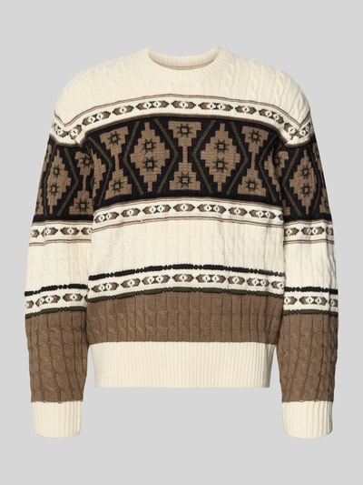 Redefined Rebel Sweter z dzianiny ze wzorem na całej powierzchni model ‘HENSON Złamany biały 2