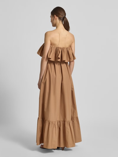 Essentiel Antwerp Tailliertes Trägerloses Kleid aus reiner Baumwolle  Mittelbraun 5