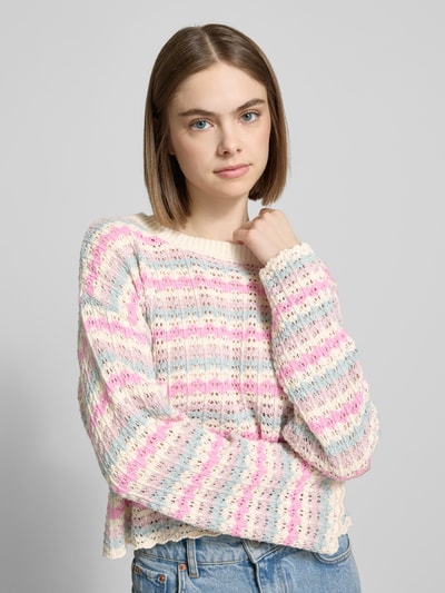 Only Relaxed Fit Strickpullover aus Baumwoll-Mix Modell 'ASA' Rosa 3