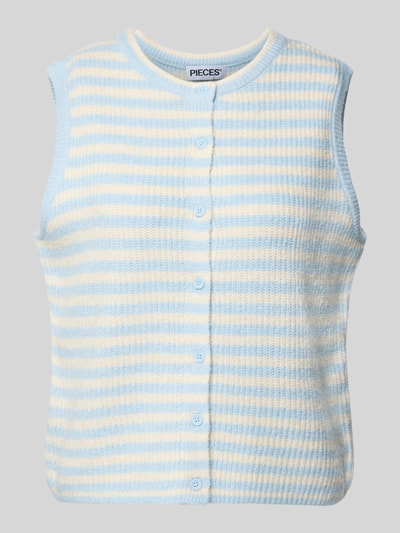 PIECES Regular Fit Strickweste mit Woll-Anteil Modell 'MALOU' Hellblau 2