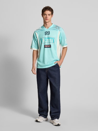 KARL KANI Tricot met labelprint Oceaanblauw - 1