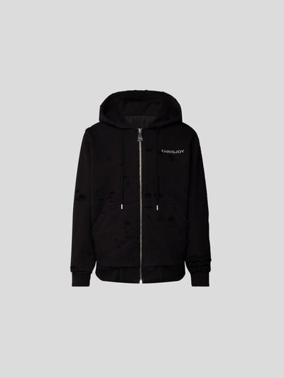 Khrisjoy Oversized Sweatjacke im Destroyed-Look Schwarz 2