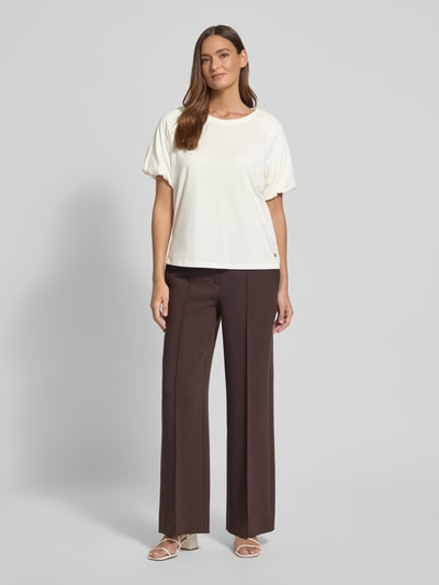 Fynch-Hatton Regular fit T-shirt met viscose Model 'Ruffel' Ecru - 1